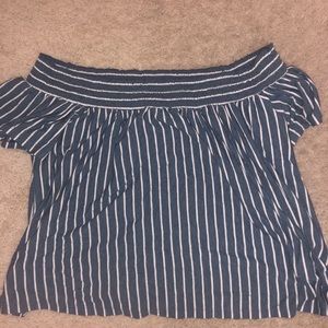 American Eagle Striped Off the Shoulder Top